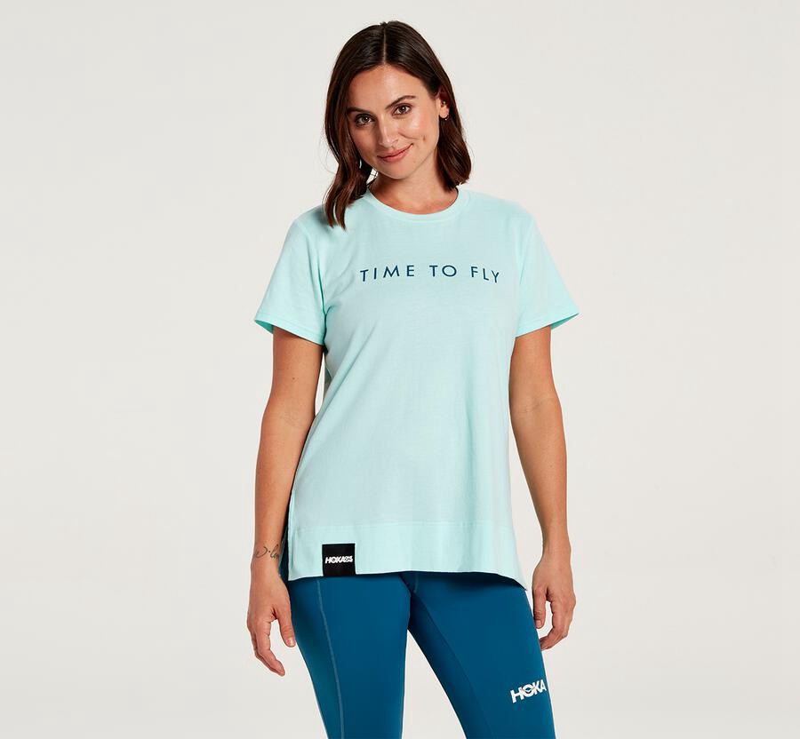 Hoka One One Brand - Women Tee - Blue,Australia TKP-167589